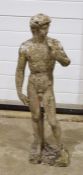 Vintage composite stone figure of Michelangelo's David