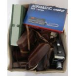 Assortment of vintage cameras, to include an Agfa Isolette, Kodak electric 8 automatic camera,