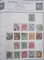 World: Box of 4 stamp albums and pack of approvals books (13), Tuva packets (3) and album pages (