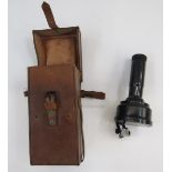 WWII hand held compass type 06A in leather case, wind speed indicator by Georg Rosenmuller, a German