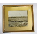 Large framed WWI photograph of the trenches being shelled, titled 'La Boiselle 1916', measuring 46cm