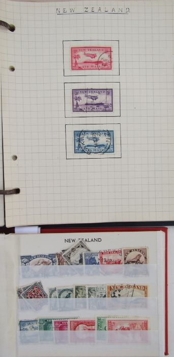 New Zealand stamps: small blue album and a red stock book of QV-KGVI definitives, commemoratives, - Image 4 of 5