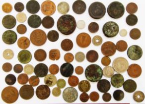 Various world and ancient coins, majority low grade, with a contemporary forgery of a 1819 half