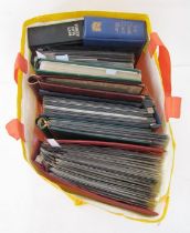 GB stamps: bag full of 7 stock-books/albums of QEII pre-decimal and decimal definitives (including