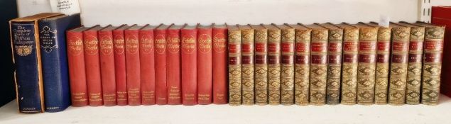 Bindings Dickens, Charles  Works, Chapman & Hall, marbled boards, quarter leather, red and dark