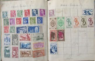 World stamps: small box of GB and other international issues in schoolboy ‘Olympic’ album, tin and