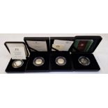 Silver Proof (4) UK 50p's, 2019 Stephen Hawking, withdrawal from the European Union, 50th