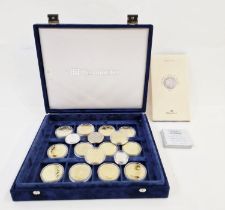 Silver proof with gold cladding, golden wedding collection of coins (15) in Westminster box with