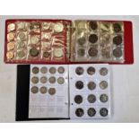 Two collectors folders of coins, English and European including silver shillings, the 1820 has