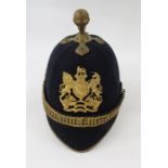 Royal Engineers cloth helmet complete with ball top and chin chain.