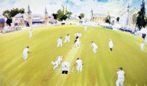 Ian Weatherhead  Limited edition print "Cheltenham Cricket Festival at Cheltenham Boys College",