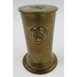 Naval trench art brass vase, WWII soldier's service and paybook belonging to Francis John Powell,