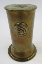 Naval trench art brass vase, WWII soldier's service and paybook belonging to Francis John Powell,