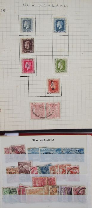 New Zealand stamps: small blue album and a red stock book of QV-KGVI definitives, commemoratives, - Image 3 of 5