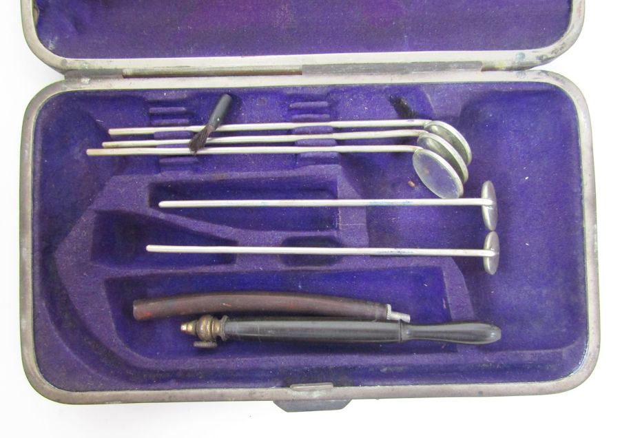 Antique pedal operated dentist's drill on stand, driven by a foot pedal, 142cm high, and a selection - Image 6 of 7