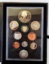 UK proof set, 2012 proof 10 coin year set with certificate of authenticity £5 down to 1p,