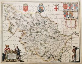 Johan Blaeu (1645-1662) map - the West Riding of Yorkshire, 39cm x 48cm, verso not seen as framed