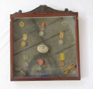 Boer War/WWI medal group within mahogany case, Queens South Africa Medal with South Africa 1901-