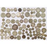 Silver pre 20 and Pre 47 coinage, from George II to George VI, various denominations and grades