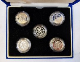 Silver proof £1 coins, please note this is a made up set containing no certificates, dates 1991,