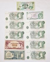 Bank notes, mostly UK £1 notes of page (7), various grades together with Bank of Scotland £1