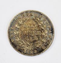 British India 1835 William IV half rupee, Bombay mint, no mark on truncation