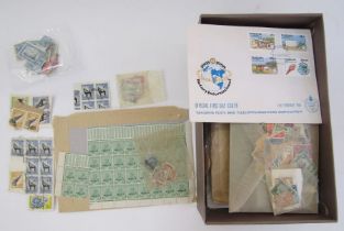 British empire/commonwealth stamps: accumulation in shoebox, folders, and red album of QV-QEII