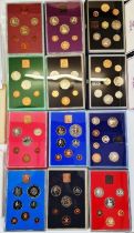 UK proof sets (12), date 1972, 1973, 1975, 1976, 1977, 1978, 1979, 1980, 1981, 1982, 1983 and 1984