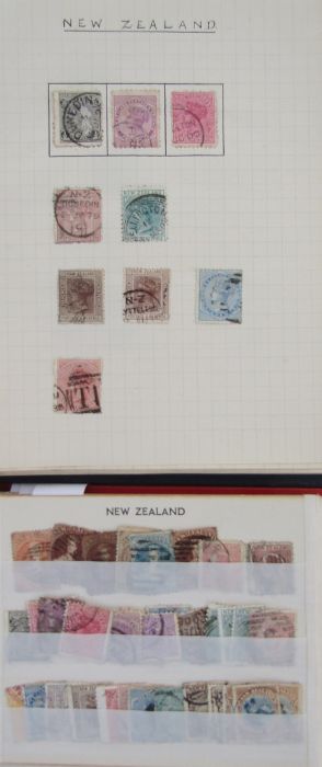 New Zealand stamps: small blue album and a red stock book of QV-KGVI definitives, commemoratives, - Image 2 of 5