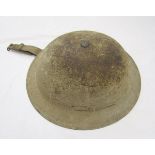 British Brodie style steel helmet with swagger stick, 3 canvas bags, RAMC note books, cloth badges