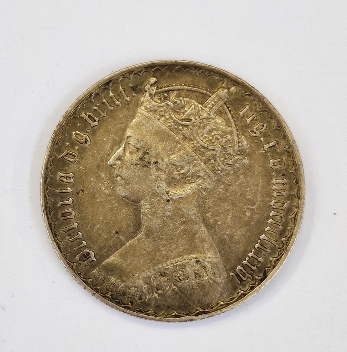 Victoria Gothic florin (1856) crowned bust of Queen Victoria left, legend and date around, - Image 2 of 2