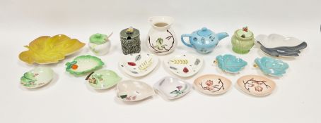 Collection of Art Deco and mid-century ceramics including two Flamingo pattern triangular-shaped