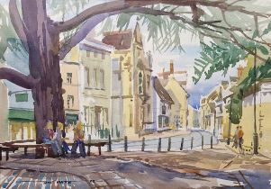 Tony Matts  Watercolour drawing Street scene, signed, 25cm x 35cm  Janet Fairman Watercolour drawing