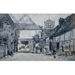 George Charles Haite (1855-1924) Watercolour and gouache "The Old Inn, Dorchester", en grisaille,