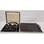 Silver-plated flatware dessert set viz:- six forks, six spoons with shell bowl and matching