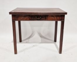 Georgian mahogany foldover tea table of rectangular form with single drawer to the front, 73m high x