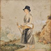 Early 19th century English school Watercolour drawing  Head and shoulders portrait of a lady in