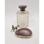 Edwardian silver-mounted scent bottle having circular flattened stopper to the cylindrical cut body,