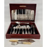 Set of Cooper Ludlam EPNS table flatware, thread and shell pattern, for six persons, pair of cream