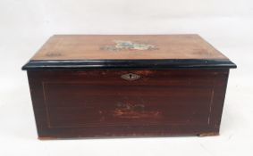 LOT WITHDRAWN Victorian cylinder musical box in stained, inlaid and ebonised case decorated with