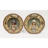 Pair of late 19th century Austrian (Johann Maresch) pottery chargers, impressed 5836, JMO marks, one