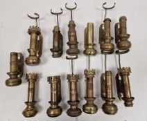 Two boxes of 'GWR', 'White Star Liverpool', 'GER' and 'SRC' brass wall-mounted oil lamps from