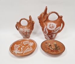 Collection of Brazilian (Bahia) redware, 20th century, comprising two stylised ox-formed pouring