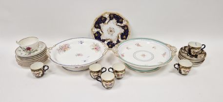 20th century Royal Worcester bone china part tea service, in the 18th century style, printed with