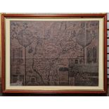 Reproduction of an old engraved map of South Wales and South West England and a map of Cumberland, a