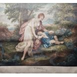 Pair coloured stipple engravings After Angelica Kauffman by F. Bartolozzi  "Virgil" and "Horace",