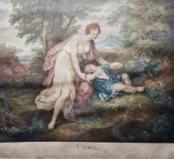 Pair coloured stipple engravings After Angelica Kauffman by F. Bartolozzi  "Virgil" and "Horace",