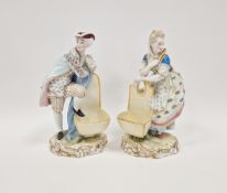 Pair of 19th century French porcelain figures of a gallant and companion, each modelled leaning