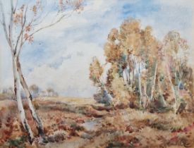 James Herbert Snell (1861-1935)  Watercolour drawing "Sunshine and Rain, Burnham Common", titled