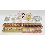 Group of mid-century lemonade sets and boxed tumblers, including a lemonade set with gilt bands